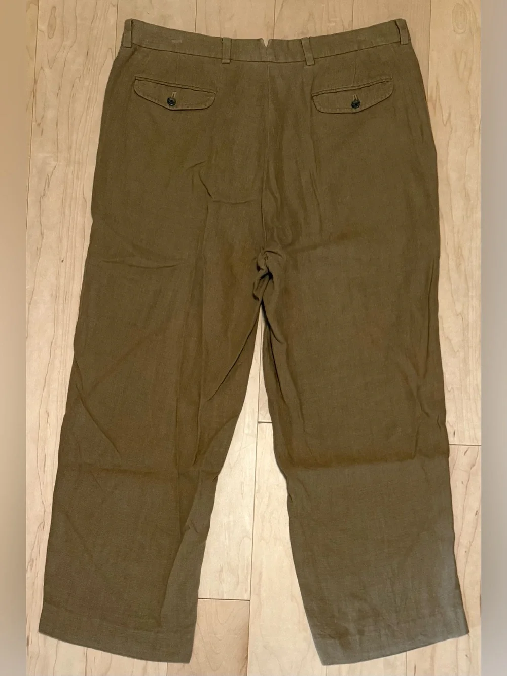 VTG Polo Ralph Lauren 100% Linen Button Fly Officer Pants Tan Brown Men’s 36x30*